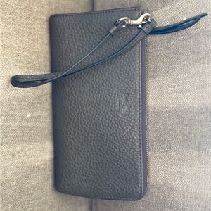 Coach Pebbled Olive Green Leather Wristlet